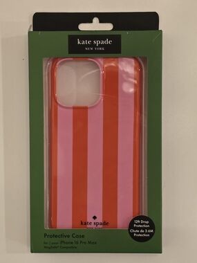 NWT kate spade New York iPhone 16 Pro Max Magsafe Pink & Red Striped Phone Case